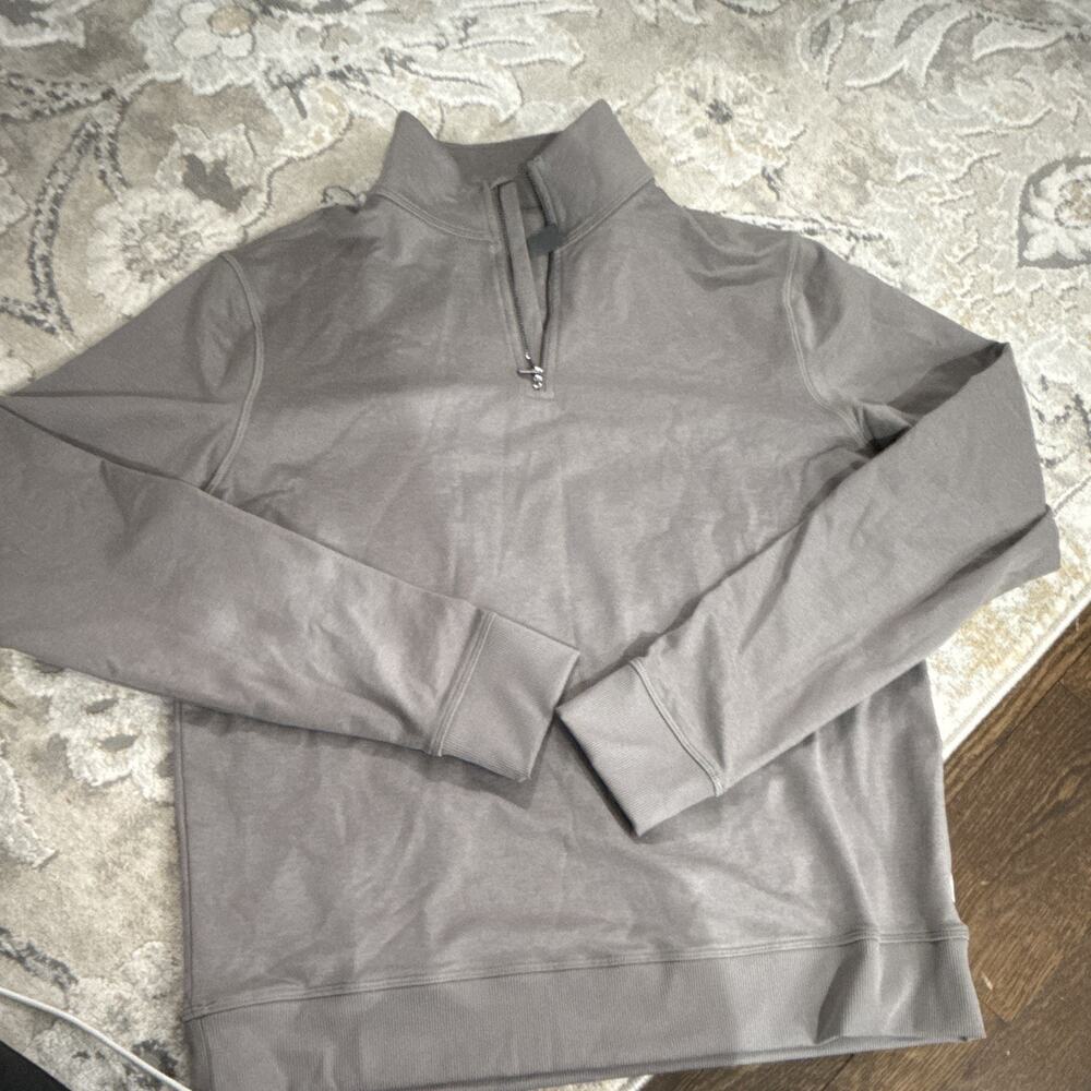 Vuori Men's Gray Solid 1/4 Zip Mock Neck Pullover Top Size S